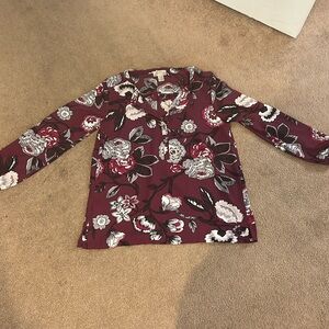 Loft Maroon Flower Blouse-Size Small